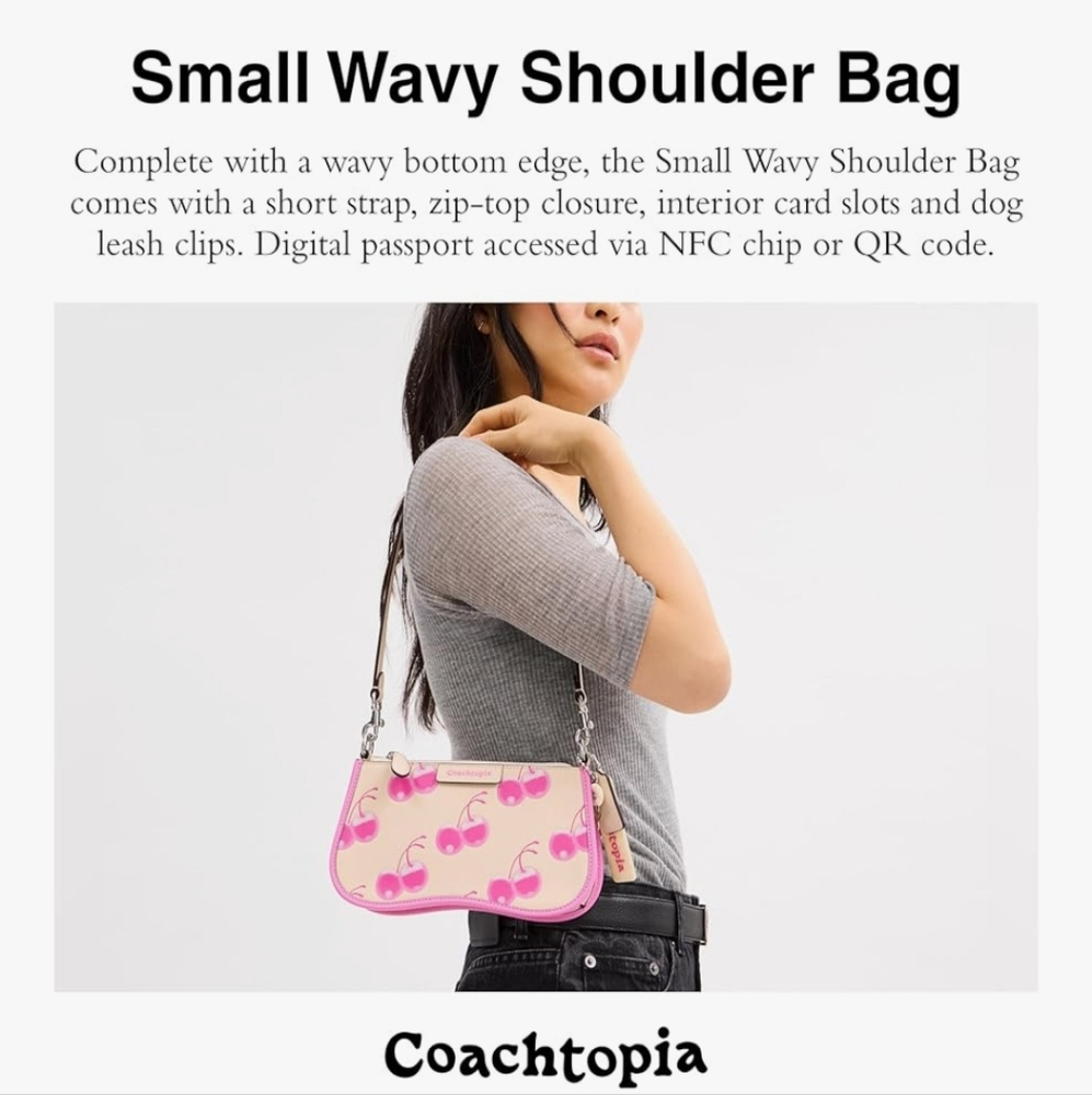 Coachtopia The Summer I Turned Pretty Small Wavy Shoulder Bag Cherry Print Pink